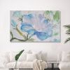 Hand Painted Oil Painting Large Art Abstract Blue Blooming Flower Oil Painting On Canvas Home Decor Wall Art Living Room Wall Decor Texture Art Palett