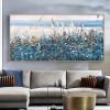 Hand Painted Oil Paintings Hand Painted Wall Art Abstract Plant Floral Blue Lavender Living Room Hallway Bedroom Luxurious Decorative Painting