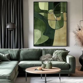Green textured wall decoration Large green abstract painting in the style of abstract minimalism,green wall art Scandinavian art canvas art (Style: 01, size: 70x100cm)