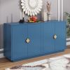 Modern Functional Large Storage Space Sideboard with Wooden Triangular Handles and Adjustable Shelves for Living Room and Dining Room