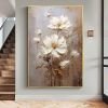 Handmade Oil Painting Large Original Flower Oil Painting On Canvas White Texture Wall Decor Abstract Floral Painting Custom Painting Modern Living Roo