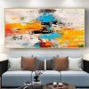 Oil Painting 100% Handmade Hand Painted Wall Art On Canvas Orange Blue Horizontal Abstract Modern Home Decoration Decor Rolled Canvas No Frame Unstret