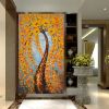 Hand Painted Oil Painting Orange Flowering Cherry Blossom Tree Painting Living Room Decor Wall Art Picture Thick Palette Knife Oil Painting On Canvas